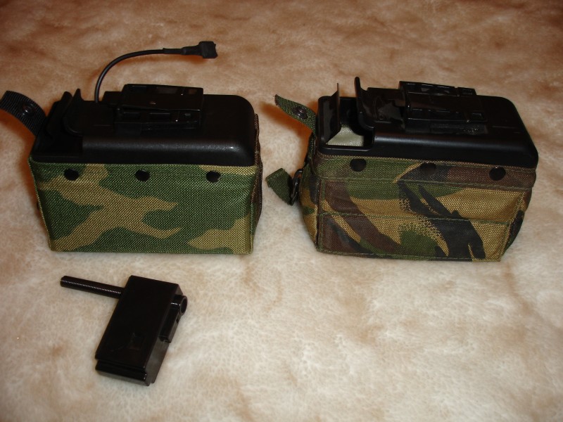 Вид сбоку. MAG (слева) и реальный боевой короб (справа) СтрайкбольныйВид сверху. MAG (слева) и реальный боевой короб (справа)